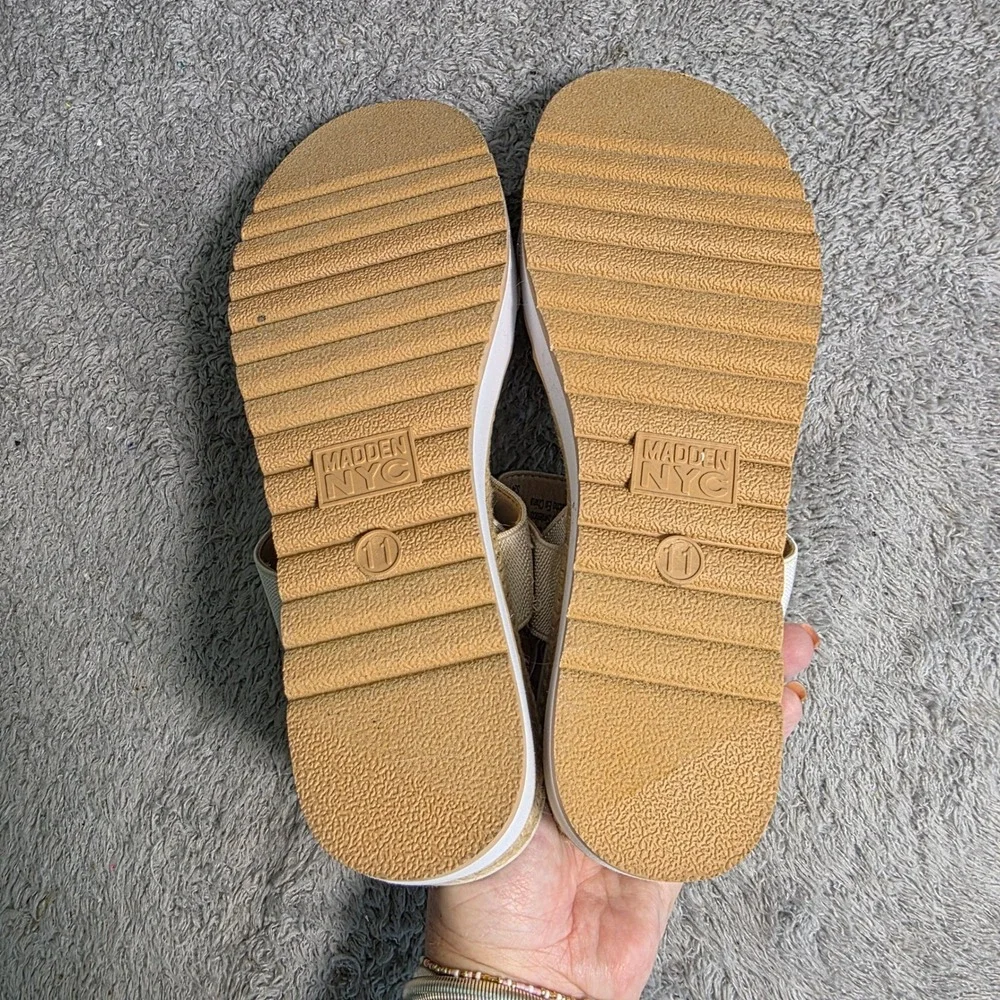 Madden NYC Wedge Sandals Cream Espadrille Platform‎ Elastic Women 11 NEW